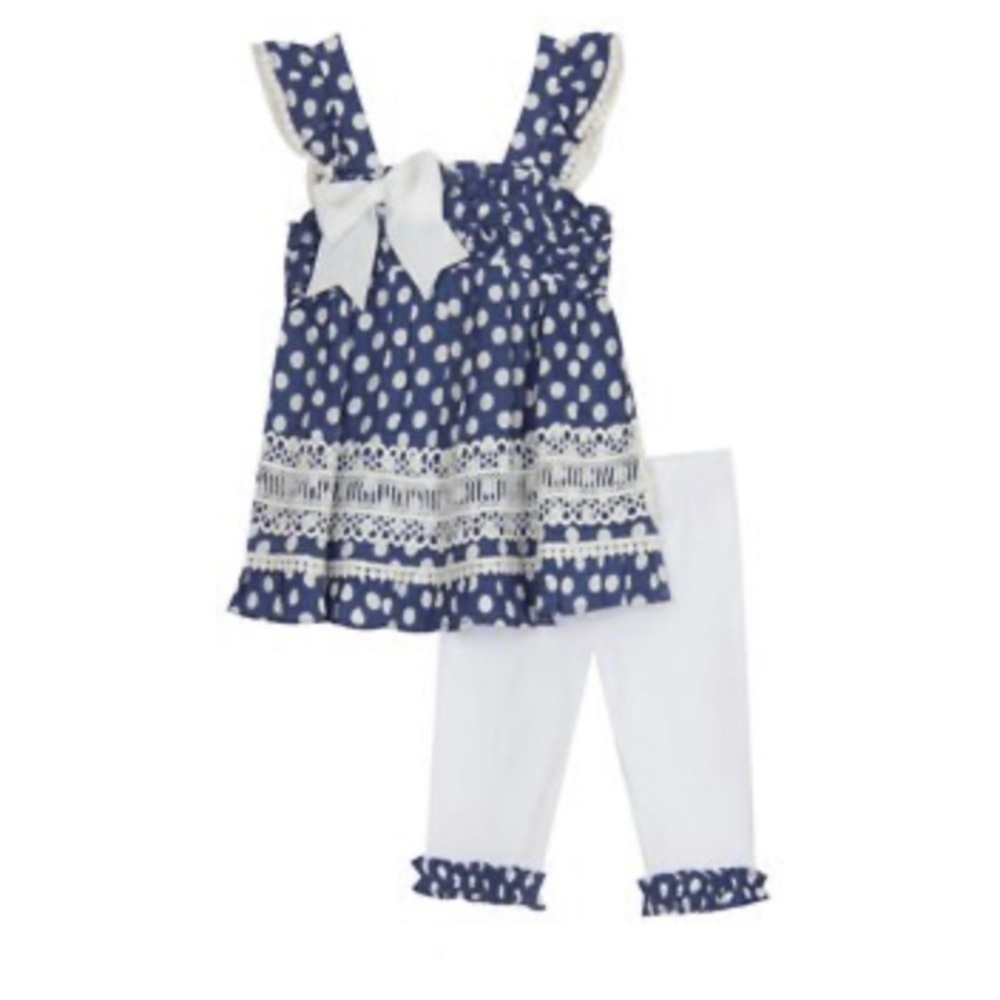 Rare Editions polka dot tank top and pant set